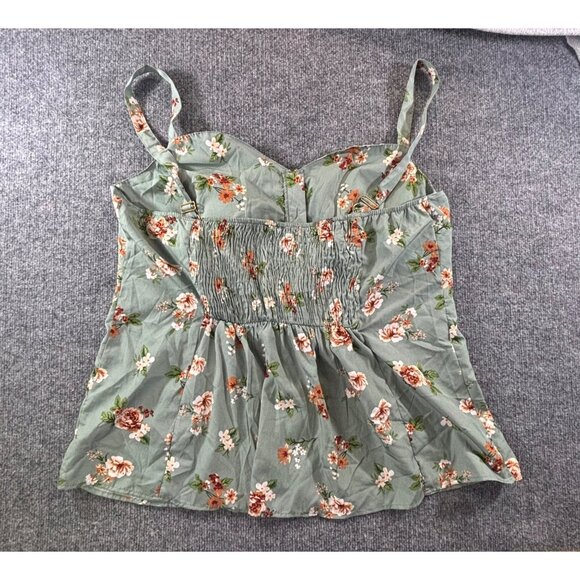 New Glory Tank Top Women's 2X Green Floral Zippered padded Bustier Top - Picture 7 of 7